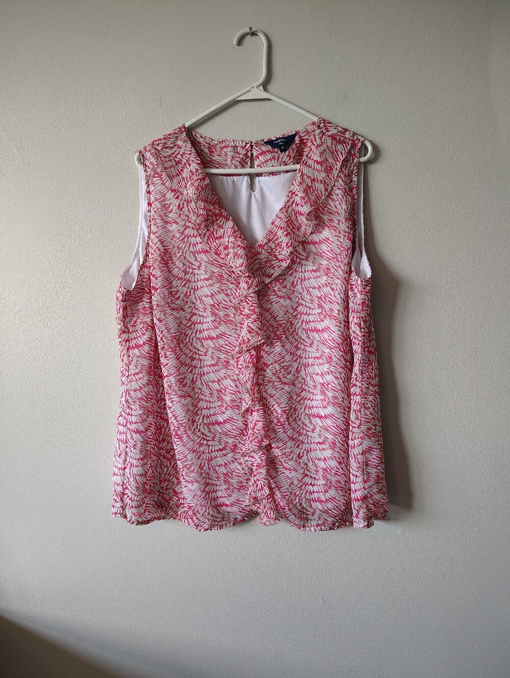 Lightweight Lined Ruffle Front Sleeveless Blouse